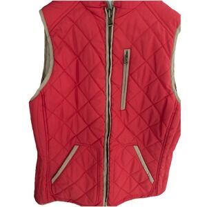 Lauren Ralph Lauren Vest Women's Large Reversible Beige Red Quilted Vintage